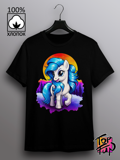 Футболка Лошадка с синей гривой