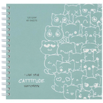 Скетчбук 60л. 150*150 на гребне "Cat wave" (Meshu)