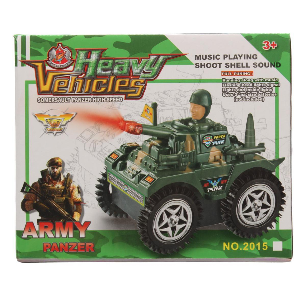 Машина Военная на бат. 15см, коробка 2015