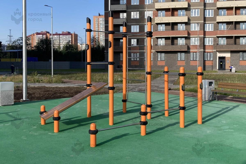 Комплекс воркаут 5 турников, шведская стенка, брусья и скамья для пресса