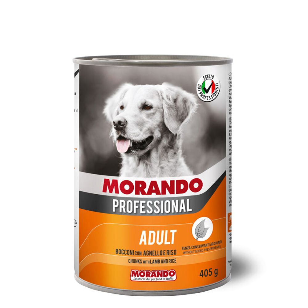 Morando Professional консервированный корм для собак с кусочками ягненка и рисом 405 г
