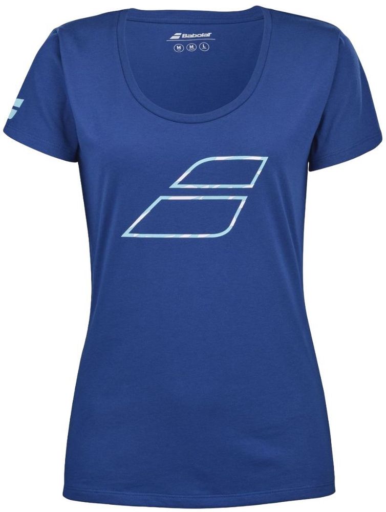 Женская теннисная футболка Babolat Exercise Flag Woman - небесный