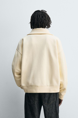 ZARA ТОЛСТОВКА НА МОЛНИИ В РУБЧИК, ЖЕЛТОВАТО-БЕЛЫЙ