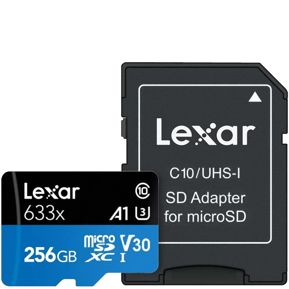 Карта памяти Lexar High-Performance 633x microSDXC 256 ГБ UHS-I W/R 100/45 C10 A1 V30 U3 с адаптером