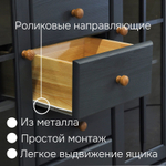 Шкаф-витрина двухдверная Бритта из сосны, с 4 ящиками, 113х32х128 см, серый/антик