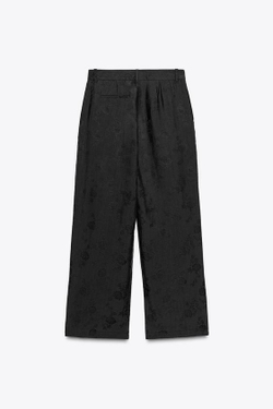 ZARA ЖАККАРДОВЫЕ БРЮКИ С ЦВЕТОЧНЫМ РИСУНКОМ — ZW COLLECTION, ЧЕРНЫЙ