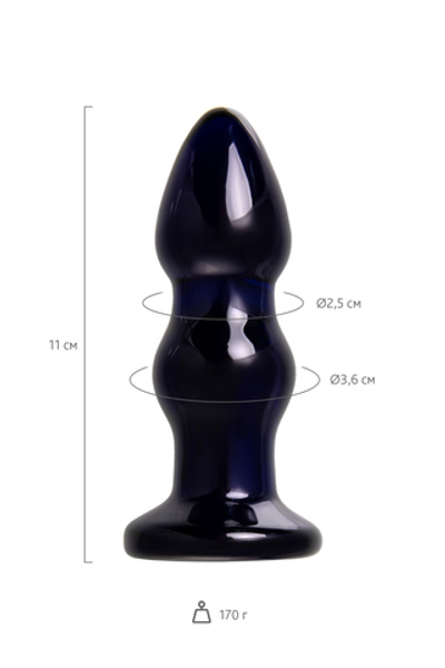 Стеклянная вибровтулка Sexus Glass синяя 11 см