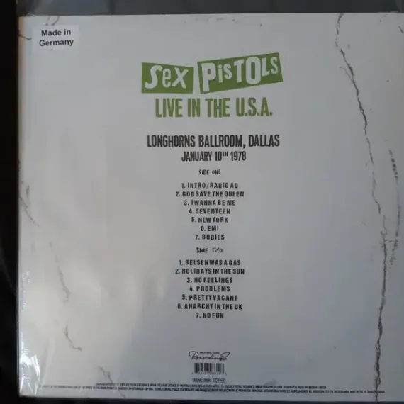 Sex Pistols – Live In The U.S.A - 1978 - White - LP