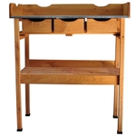 Садовый стол с цинковой столешницей и выдвижными ящиками для пересадки растений и цветов