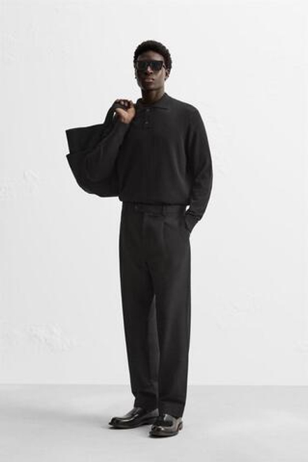 ZARA ПОЛО ИЗ МЕРИНОСОВОЙ ШЕРСТИ, ЧЕРНЫЙ