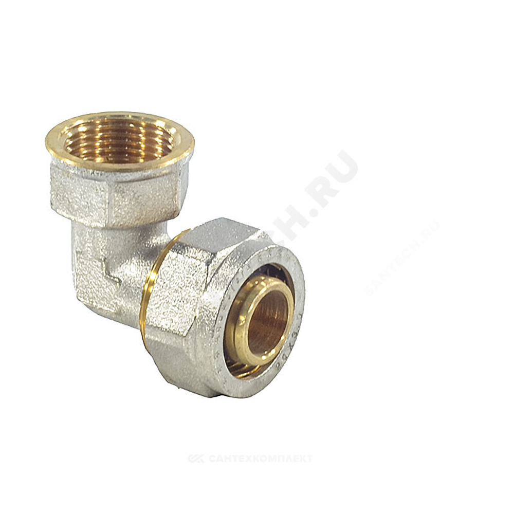 Угольник МП латунь никель обжим Дн 20х1/2"х90гр ВР ГОСТ 32415-2013 7007 Aquasfera 7007-03