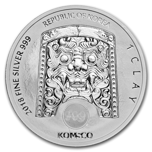 Корейская монета 1 унция серебра. Канис собака Canis ZI:SIN Стражи. Южная Корея. 2018 год