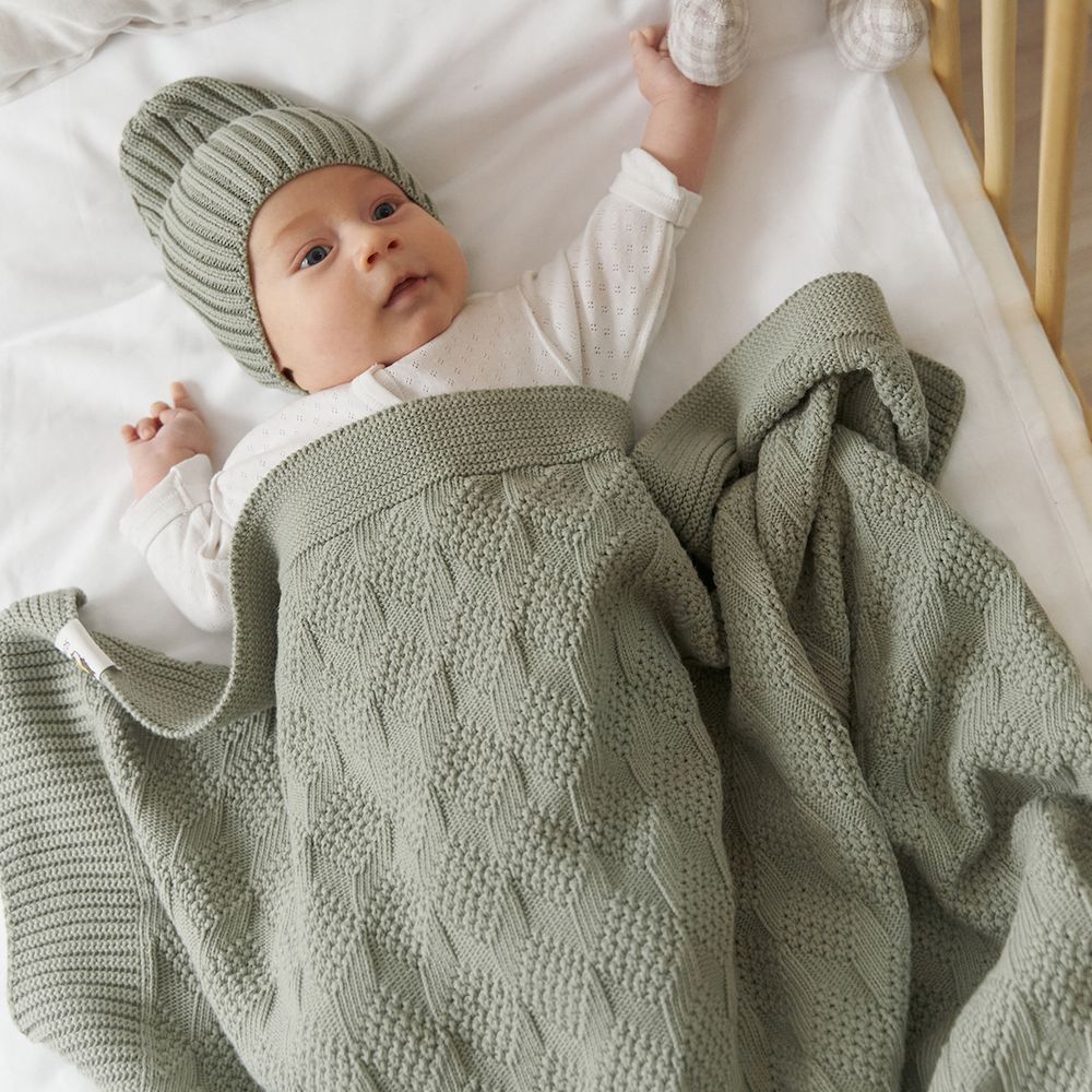 Фисташковый детский плед из 100% хлопка 95х95 см KOGANKIDS