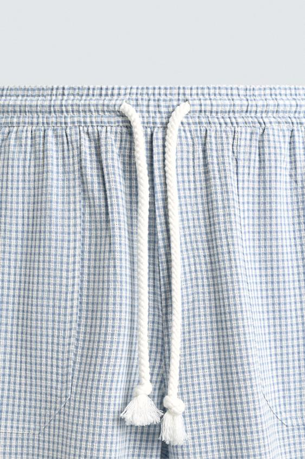 ZARA БРЮКИ RELAXED FIT В КЛЕТКУ, НЕБЕСНО-ГОЛУБОЙ