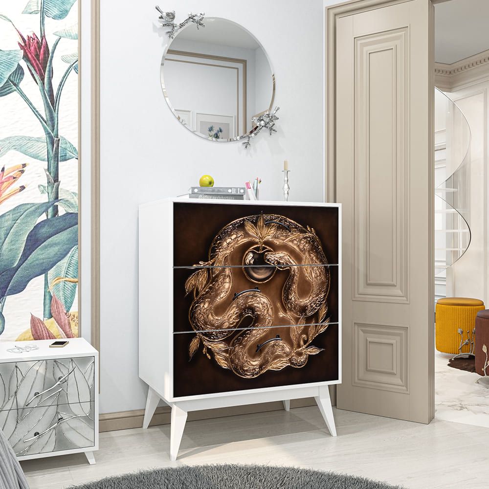 Комод Яблоко Евы с 3 ящиками Айс