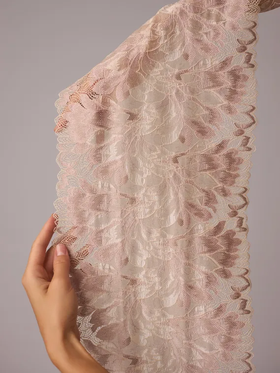 03-77 Кружево эластичное 23 см, бежевый 775/пион 168