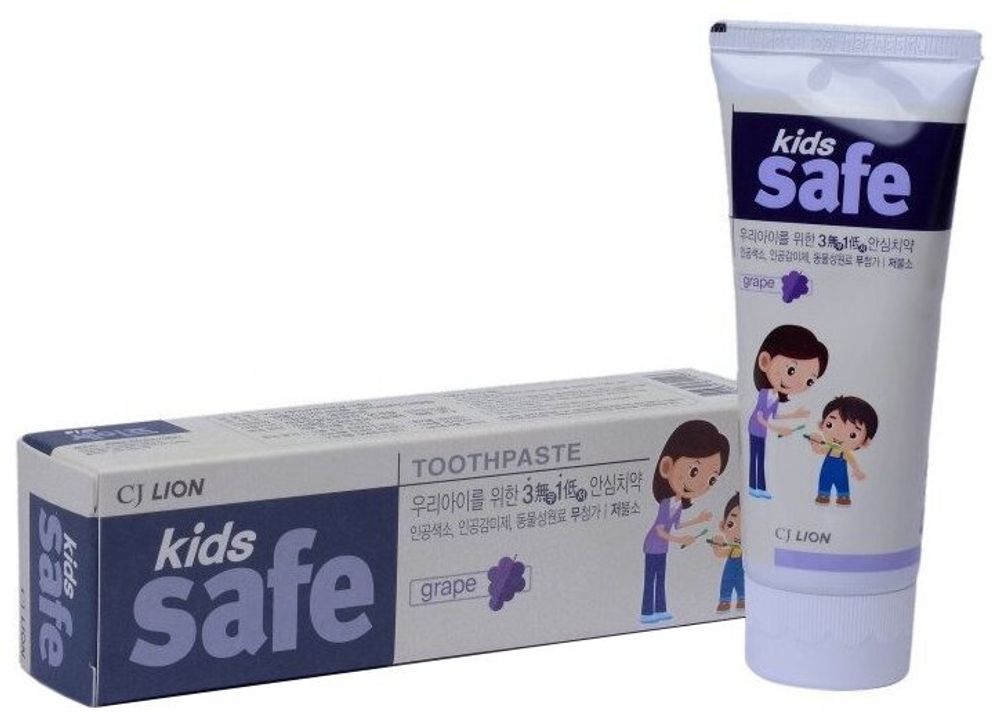 Зубная паста CJ Lion Kids Safe виноград 3-12 лет, 90 г