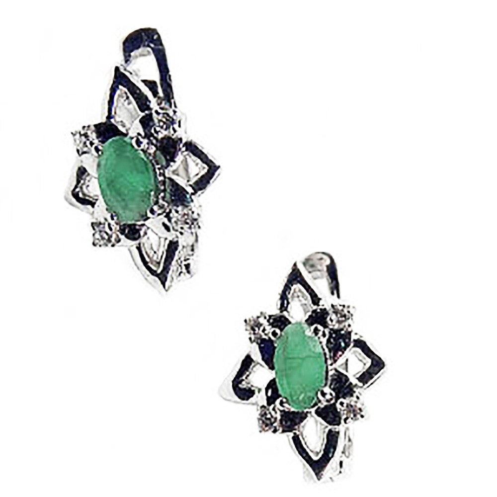Серьги "Арди" изумруд, циркон