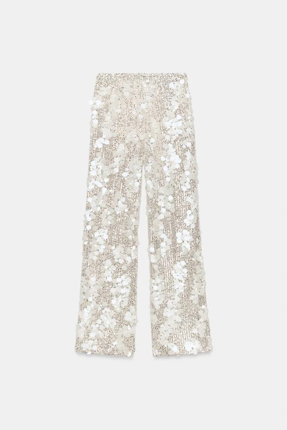 ZARA ЛЕГКИЕ БРЮКИ С ПАЙЕТКАМИ, СЕРЕБРИСТЫЙ