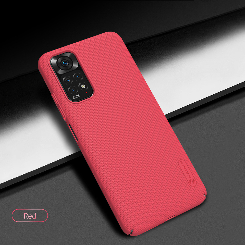 Тонкий жесткий чехол красного цвета от Nillkin для Xiaomi Redmi Note 11 (Global), серия Super Frosted Shield