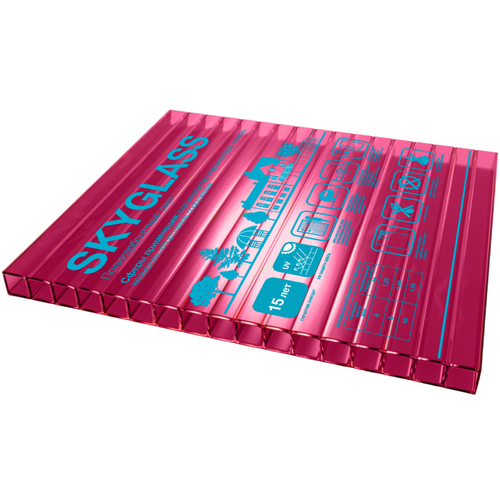 Поликарбонат сотовый Skyglass красный 8 мм 2,1х12 м