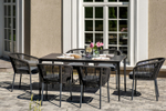 "Малага" обеденная группа на 6 персон со стульями "Марсель", каркас темно-серый, роуп темно-серый
