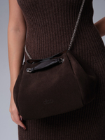 Замшевая сумка 31202 черный каштан велюр