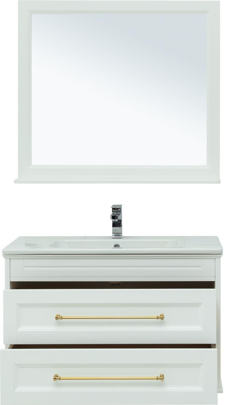Мебель для ванной Aquanet Бостон М 100 белый (ручки золото)