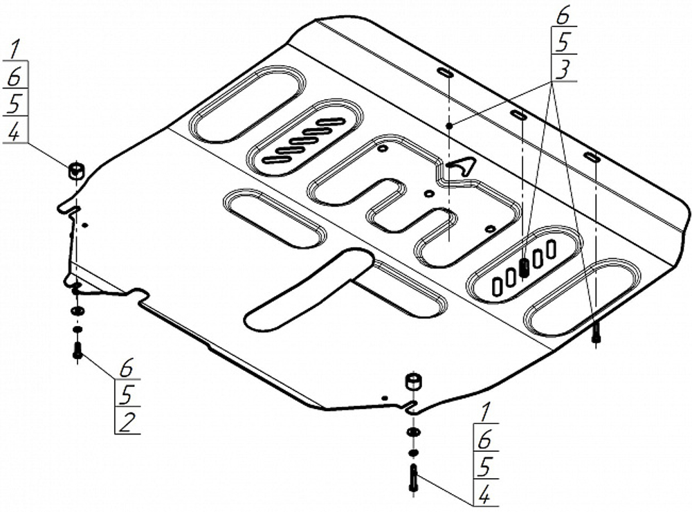 Защита картера двигателя, КПП. 1,5 мм, Сталь. для Dongfeng 580 2018-н.в., Motodor.58601