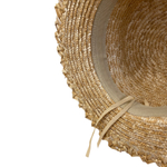 Канотье пшеница Солнышко с белой лентой