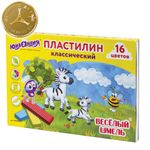 Пластилин классический ЮНЛАНДИЯ "ВЕСЁЛЫЙ ШМЕЛЬ", 16 цветов, 240 г, СО СТЕКОМ, 104810