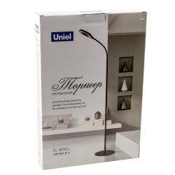 ULM-T610 7W-4500K-DIM BLACK Торшер напольный светодиодный. 7W. с регулировкой наклона. Сенсорный выключатель. Диммер. Черный. ТМ Uniel
