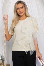 Блуза праздничная трикотажная Риана (бежевое золото) Б14619-5М LT Collection