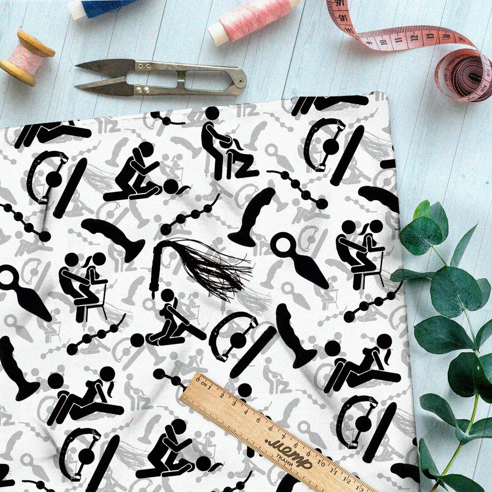 Ткань лён интимная жизнь на белом фоне