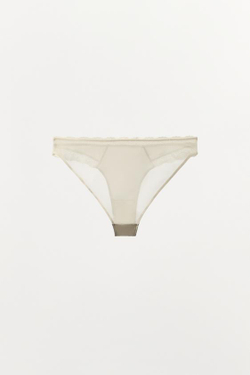 ZARA ТРУСЫ ИЗ ШЕЛКОВОЙ СМЕСИ С КРУЖЕВОМ, ЭКРЮ