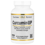 California Gold Nutrition, CurcuminUP™ с комплексом куркумина и омега-3, маслом из семян чёрного тмина, босвеллией и имбирём, 90 капсул из рыбьего желатина