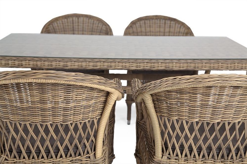 "Амароне" обеденная группа из искусственного ротанга на 6 персон, цвет соломенный