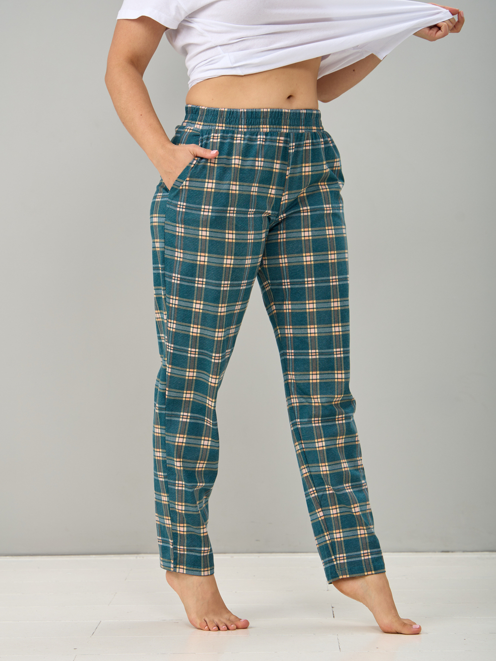 Брюки Б-18/морволна-оранжклетка