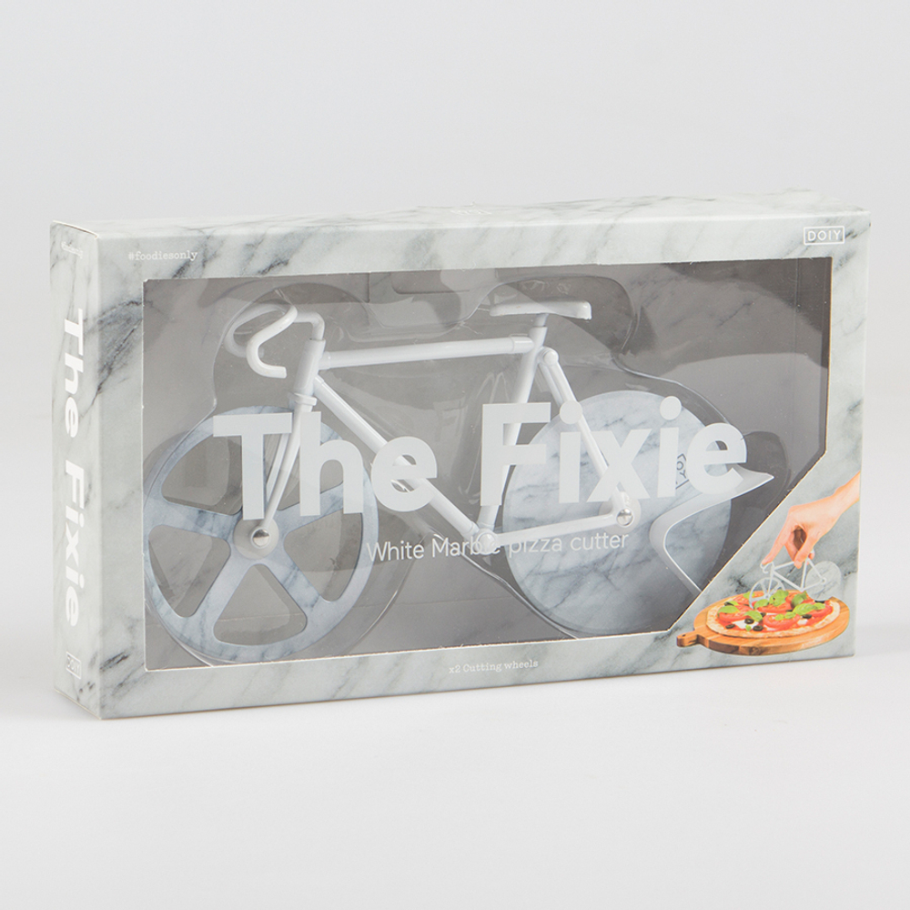 Нож для пиццы из нержавеющей стали the fixie, белый мрамор