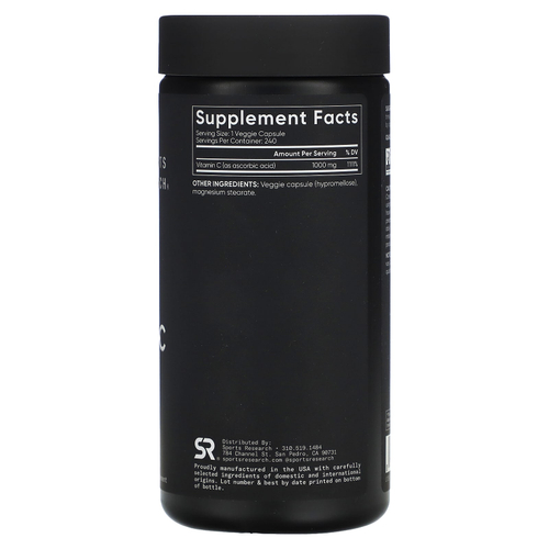 Sports Research, Витамин C, 1000 мг, 240 вегетарианских капсул