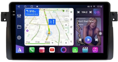 Магнитола для BMW 3 E46 1998-2006 - FarCar S500-TS10 монитор 9.5" QLED на Android 14, Быстрая, CarPlay, 4G SIM-слот