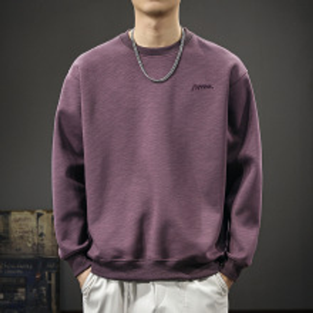 Мужская толстовка с вышивкой, зима, свободного кроя, с круглым вырезом, длинными рукавами, модная, осень-зима