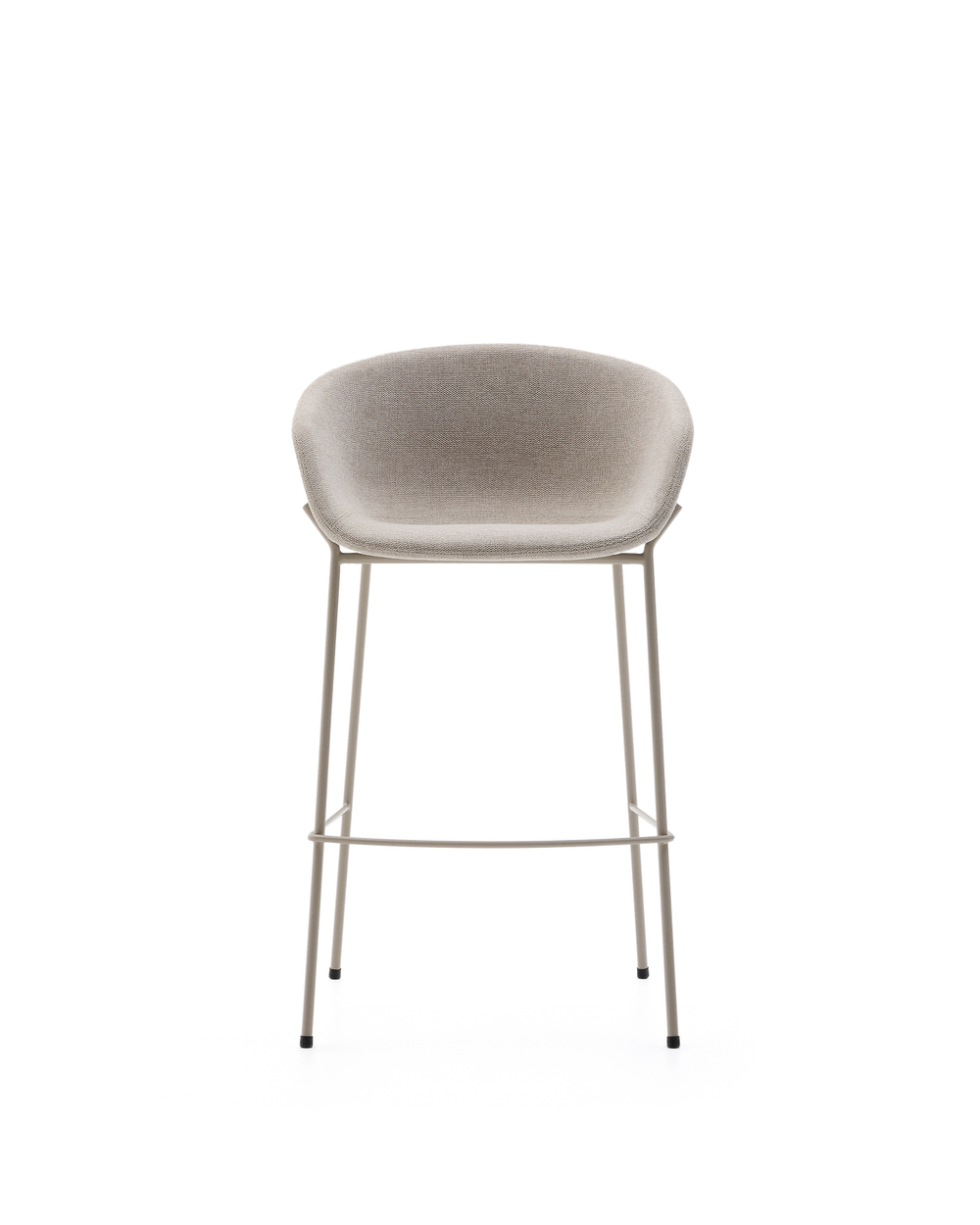 Барный стул Yvette из бежевого шенилла с бежевыми стальными ножками 75 см