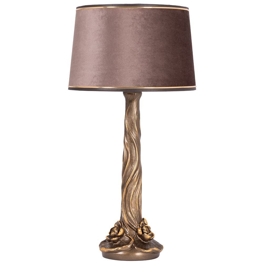 Настольная лампа Нимфея Бронза с абажуром Тюссо Кофе
