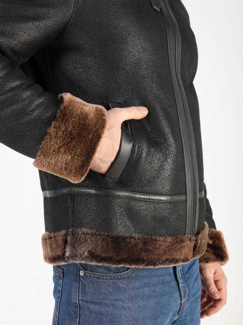 Дубленка зимняя куртка натуральная авиатор пилот