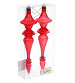 Елочные украшения "Изящные переливы" 4.5*4.5*19 см (набор 2 шт), Красный (Серпантин)