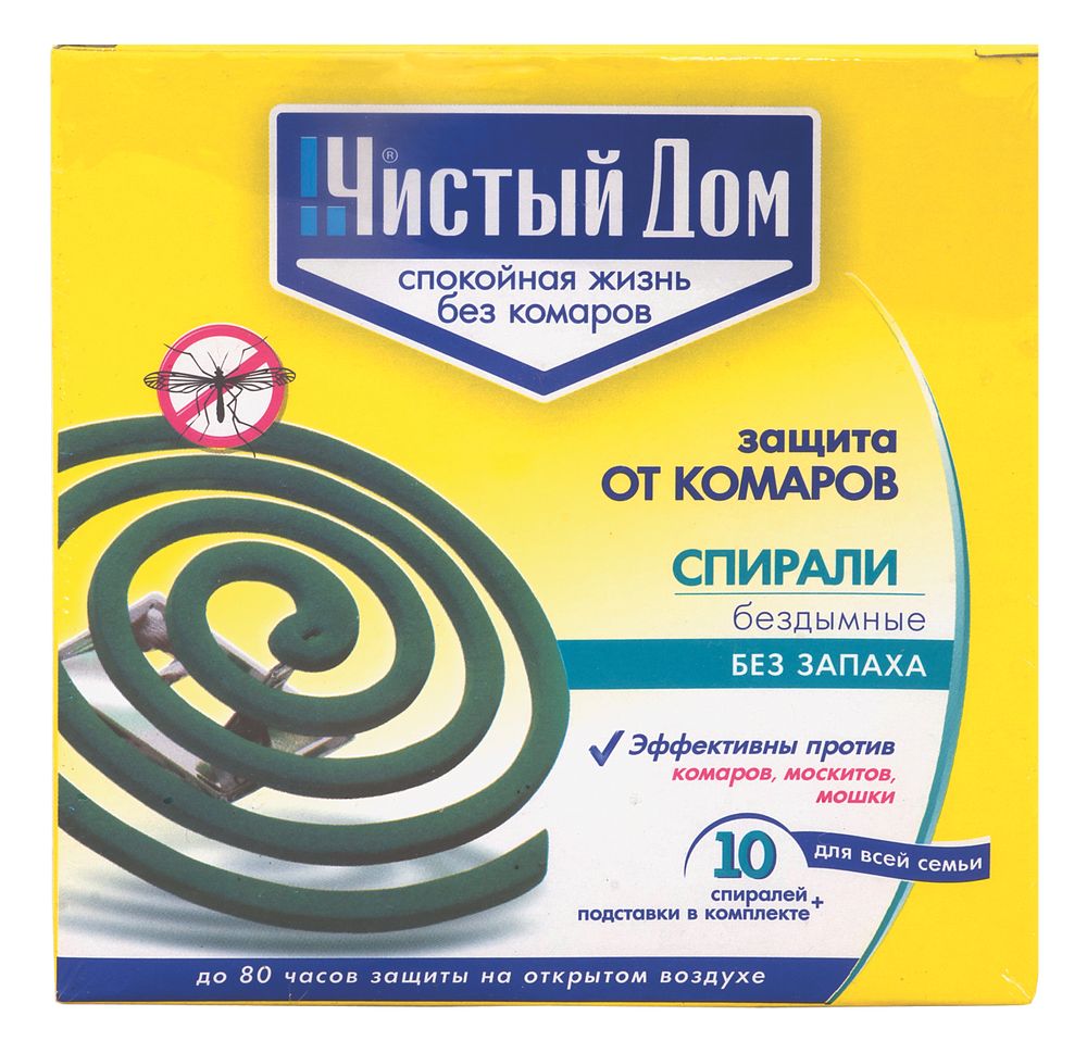 Спирали от комаров Чистый дом, 10 шт (без запаха) 41662---