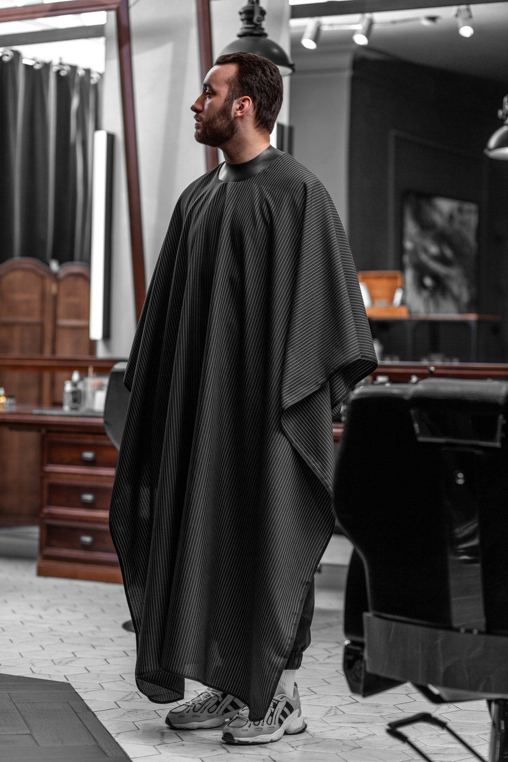REBEL BARBER Dark Obsidian / Пеньюар с неопреновым воротником