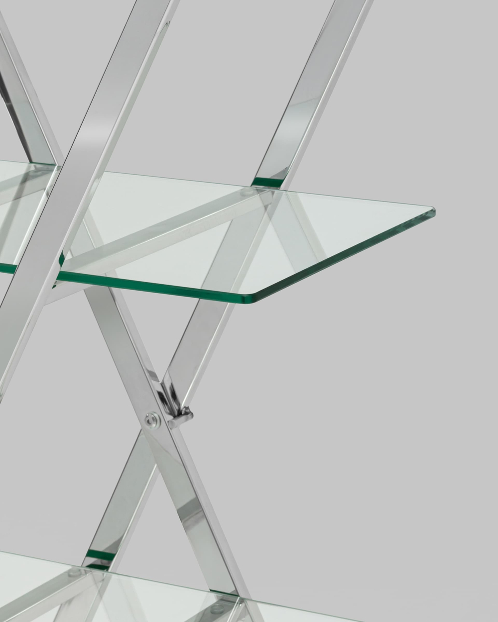 Стеллаж Гейт прозрачное стекло сталь серебро