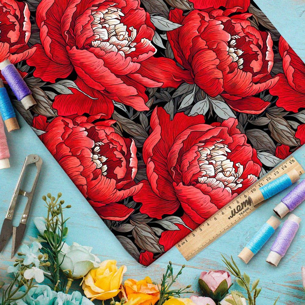 Ткань Барби яркая цветочная фантазия